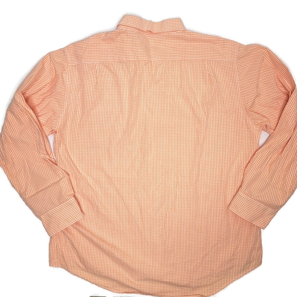 Izod orange and white checkard long sleeve button down casual collard work shirt - Picture 4 of 4